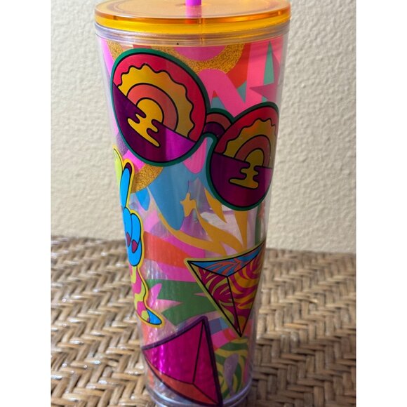 Starbucks Venti Tim Singleton Tumbler With Orange Lid And Straw 24 OZ - Picture 5 of 9